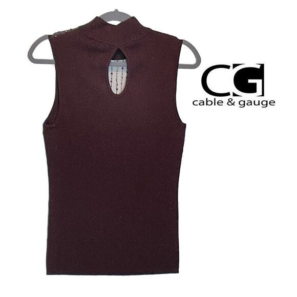 Cable and Gauge Brown Sequined Dressy Blouse - Picture 2 of 6